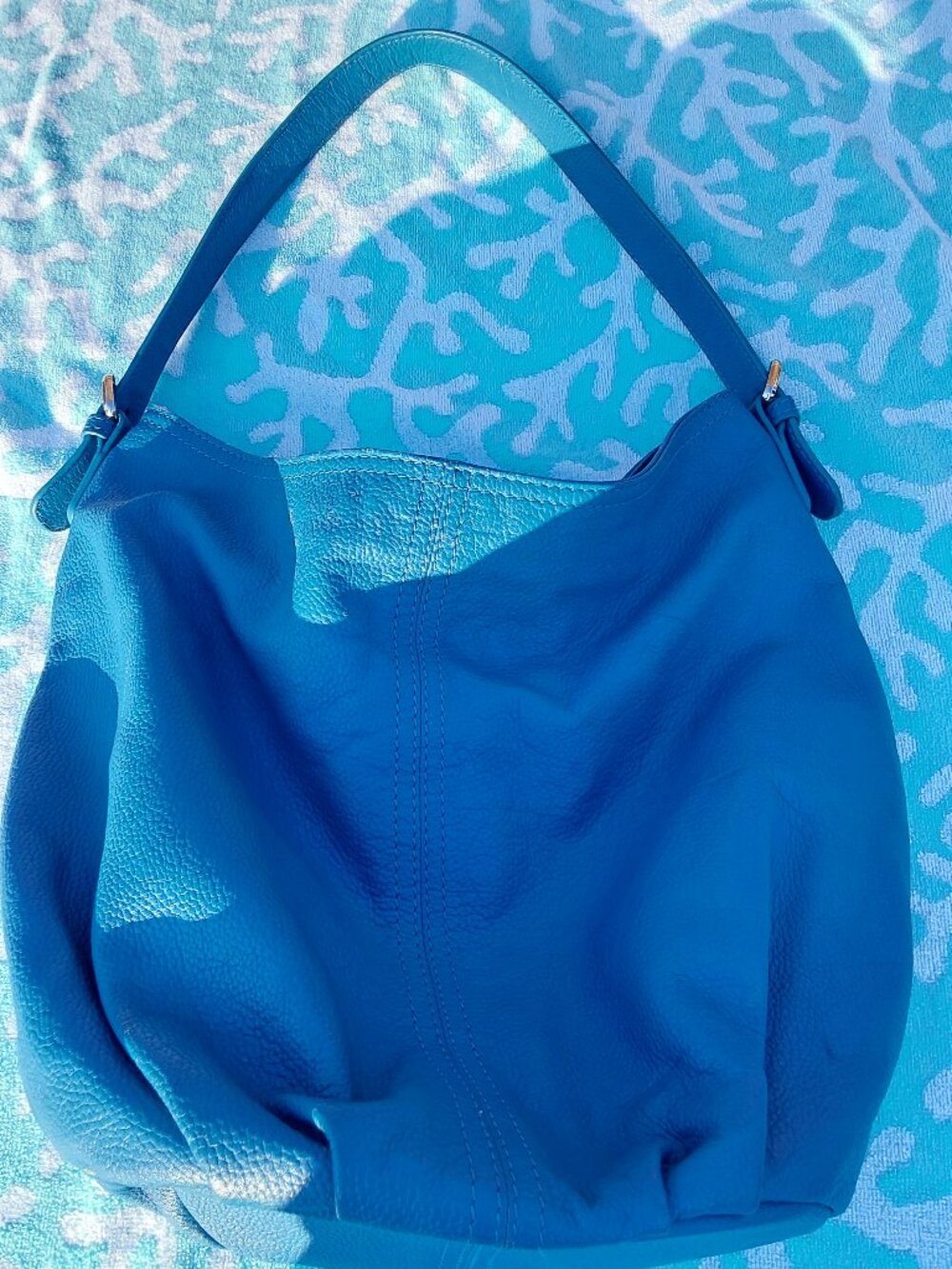 2015 HADAKI BLUE LEATHER HOBO BAG